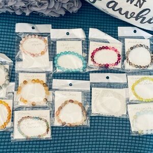 Colorful Beaded Natural Gems Bracelets Set